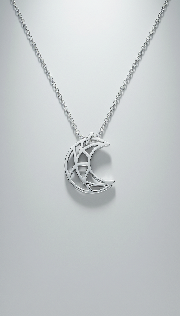 Lunar Arc Silver Pendant Necklace
