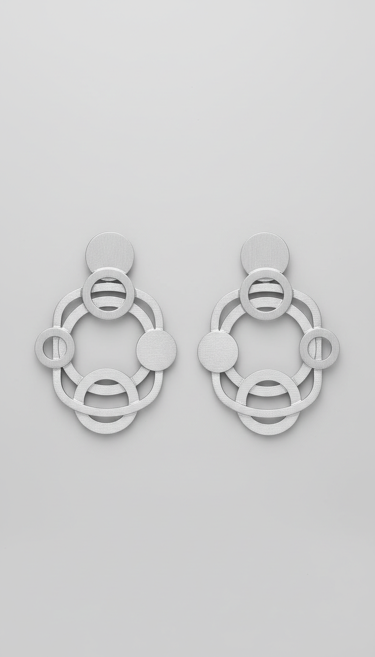 Frosted Halo Geometric Silver Earrings