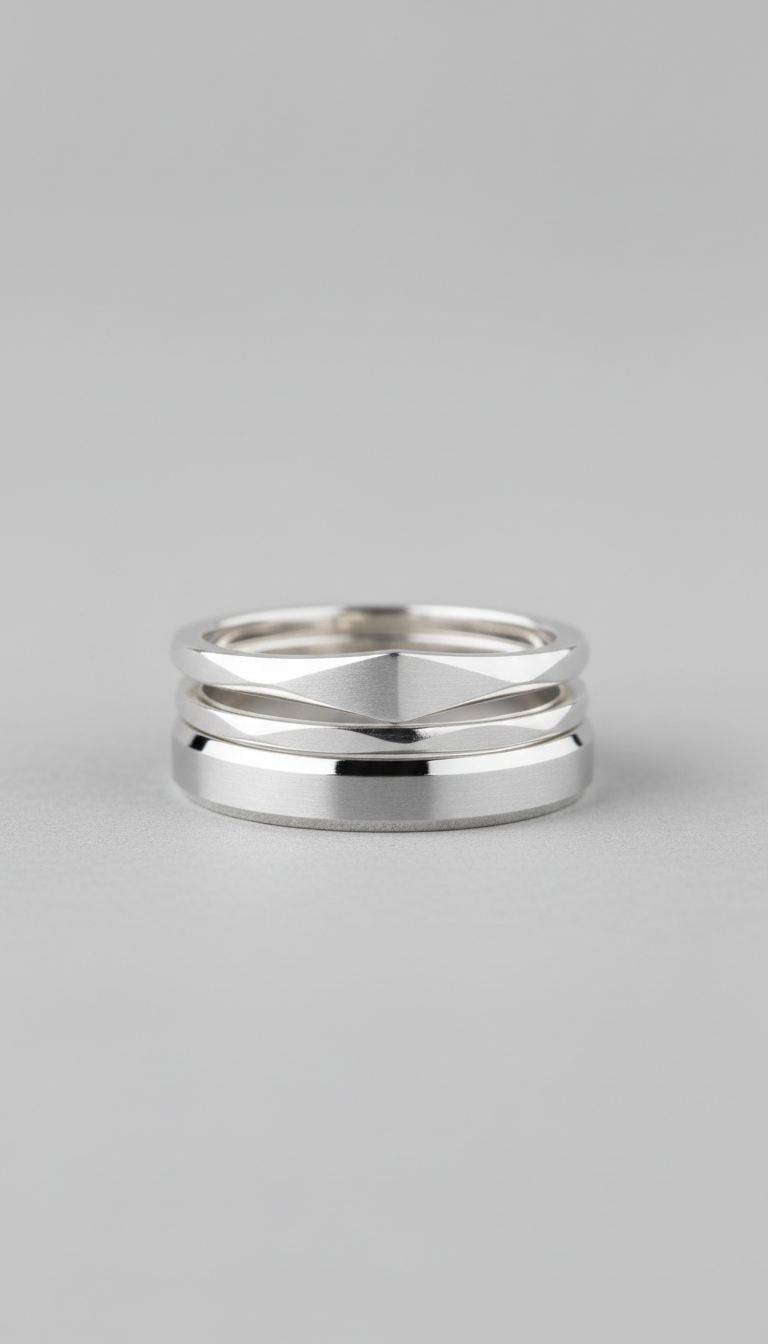 Shadowline Stackable Sterling Silver Rings